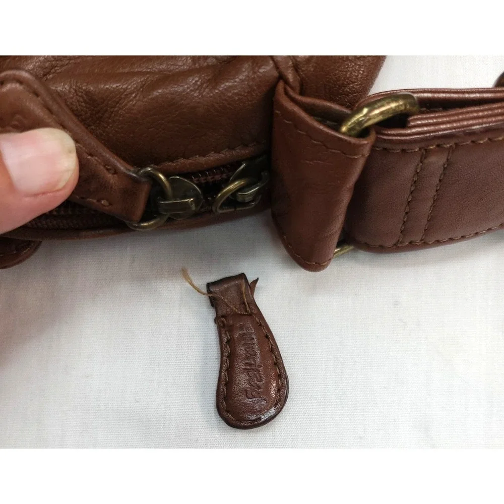 Vintage Ameribag Brown Leather Sling Bag Made in USA Healthy Back Pack Boho